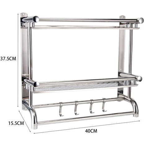 Livingandhome Stainless Steel Wall Mounted Towel Rail Holder - Image 5