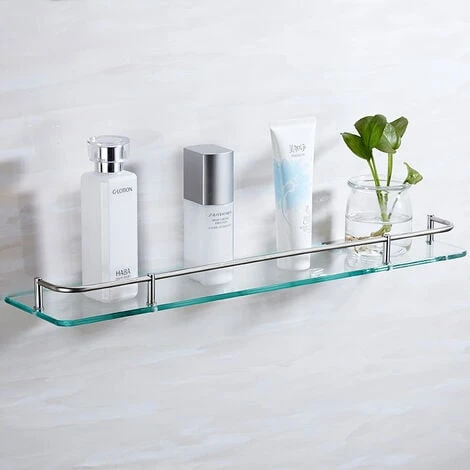 Livingandhome 40CM Wall Mounted Glass Shower Storage Caddy For Bathroom