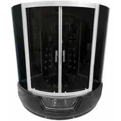SIMBA BATH TUB SPA WHIRLPOOL SHOWER CHROMOTHERAPY 150 X 150 Cm Black Montecarlo HOT TUB