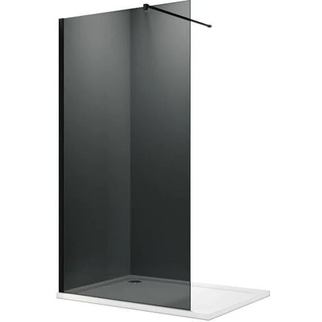 ELEGANT 1000mm Walkin Shower Enclosure Bathroom 8mm Grey Safety Easy Clean Glass For Bath Wetroom Walk In Shower Cubicle Screen Panels + Black Stainless Steel Support Bars - Image 3