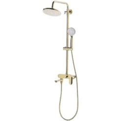 Modern Mixer Shower Set With Rain Function Brass Gold Gloss Finish Gurara