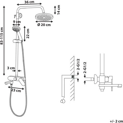 Modern Mixer Shower Set With Rain Function Brass Gold Gloss Finish Gurara - Image 3