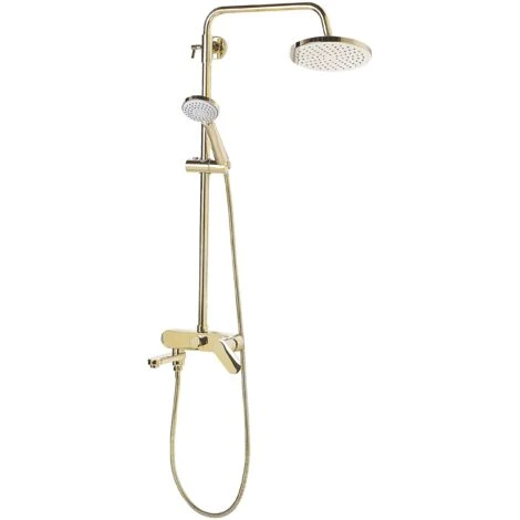 Modern Mixer Shower Set With Rain Function Brass Gold Gloss Finish Gurara - Image 4