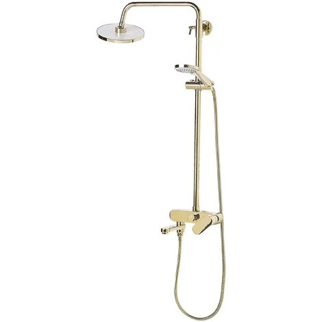 Modern Mixer Shower Set With Rain Function Brass Gold Gloss Finish Gurara - Image 5