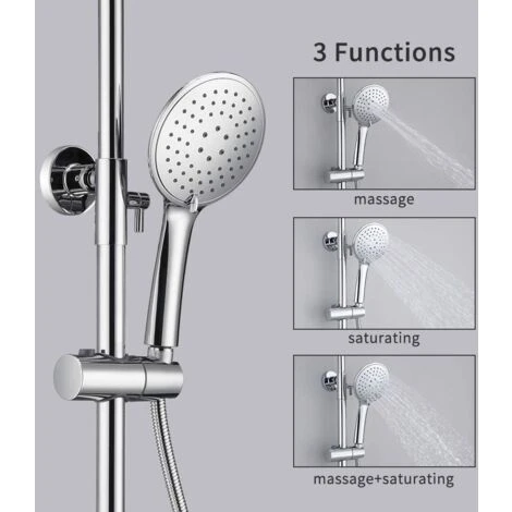 AICA Bathroom Shower Mixer Thermostatic Set Twin Head Chrome Exposed Valve Round Set - Image 3