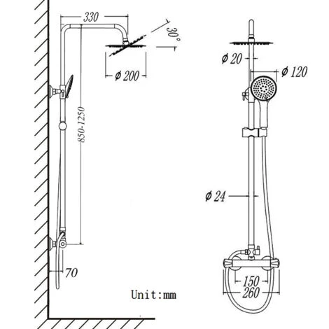 AICA Bathroom Shower Mixer Thermostatic Set Twin Head Chrome Exposed Valve Round Set - Image 5