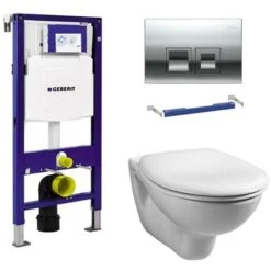 Geberit Duofix 1.12m WC Frame UP100 Delta Cistern & Delta50 Flush Plate & Pan