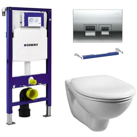 Geberit Duofix 1.12m WC Frame UP100 Delta Cistern & Delta50 Flush Plate & Pan