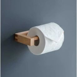 Southbourne Wooden Beech Bathroom Cloakroom Toilet Roll Holder Wall Mounted