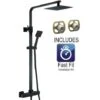 Matt Black Thermostatic Mixer Shower Set Square Black Twin Head Exposed Valve