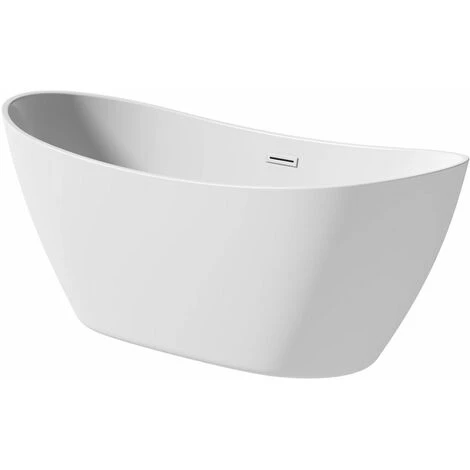 1700mm Modern Freestanding Bath Double Ended Overflow Waste White Acrylic Luxury - Image 2