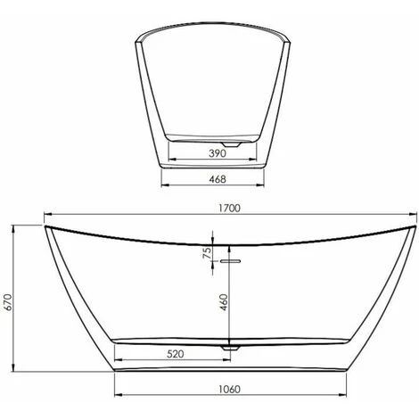 1700mm Modern Freestanding Bath Double Ended Overflow Waste White Acrylic Luxury - Image 3