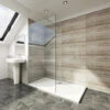 Elegant 760x1850 Walk-In 6mm Glass Shower Screen + 1200 X 900mm Shower Tray + Waste