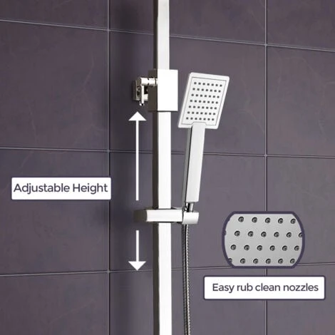 Fawley Square Thermostatic Exposed Twin Head Mixer Shower Set - Image 3