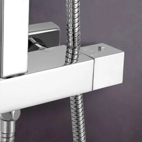 Fawley Square Thermostatic Exposed Twin Head Mixer Shower Set - Image 5