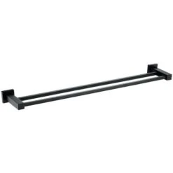 Matte Black Square Double Towel Bar Rail Holder