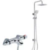 Winstead Square Thermostatic Bath Mixer Shower Riser Rail Kit