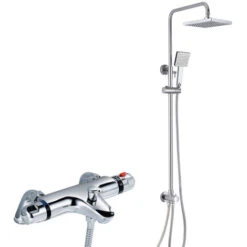 Winstead Square Thermostatic Bath Mixer Shower Riser Rail Kit