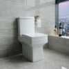 Close Coupled Square Toilet Soft Close Seat Ceramic White WC Bathroom
