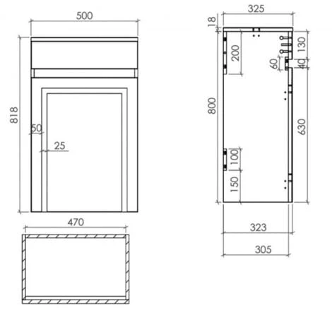 Orbit Classica Traditional Back To Wall WC Unit 500mm Wide - Charcoal Grey - Image 2