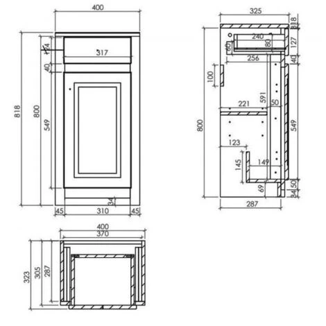 Orbit Classica Traditional Side Cabinet 400mm Wide 1-Drawer And 1-Door - Charcoal Grey - Image 2