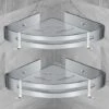 Corner Shower Shelf, Bathroom Shelf Without Drilling Basket Shower Storage Aluminum Wall Adhesive Shower Holder Organizer For Shampoo (Triangle, 2 Pieces)