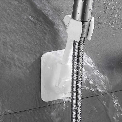 Hand Shower Holder, Adjustable Wall Mounted Shower Head Holder, Shower Head Holder, ABS Plastic Adhesive Wall Mount Bracket No Drilling Bracket (White) SOEKAVIA