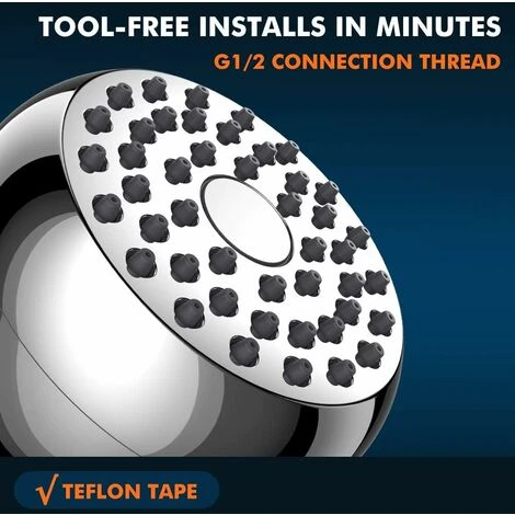 LangRay High Pressure Shower Head Shower Head 2.5 GPM Shower Heads, Adjustable Brass Shower Head Ball Head, Air Bubble Pressure, Shower Head - Image 3