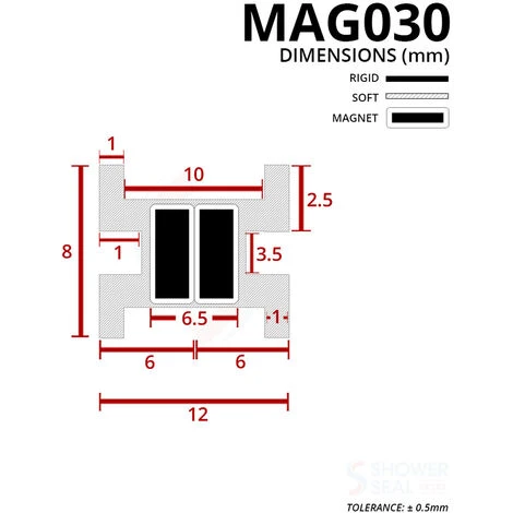 Magnetic Shower Seal For Screens Or Doors | Fits Into A Channel | Sold As Pairs | MAG030 (200cm) - Image 2