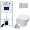 Villeroy & Boch Toilet Set Support Frame + Swiss Aqua Technologies Rimless, Invisible Fixings + Matt Chrome Plate (ViConnectInfinitio-3)