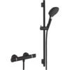 Hansgrohe Shower Set Ecostat Comfort Mixer + Unica Bar 65 Cm + Raindance 120 Select E 3-jet Hand Shower, Matt Black (13116670-SET)
