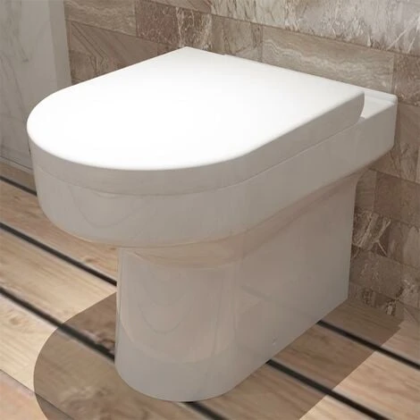 Acezanble Bathroom BTW Modern Round Ceramic Toilet Pan & Soft Close Seat WC - Image 2