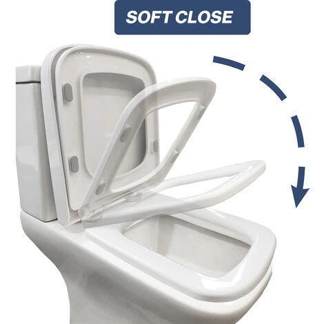 Acezanble Bathroom Back To Wall Toilet Modern Pan Square Soft Close Seat WC - Image 5