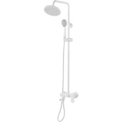 Modern Mixer Shower Set With Rain Function Brass Steel Matt White Gurara