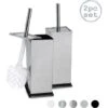 Harbour Housewares Square Toilet Brushes - Chrome - Pack Of 2