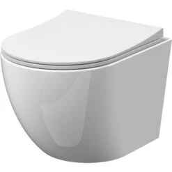 Nuie Freya Rimless Wall Hung Toilet Pan 480mm Projection - Slim Sandwich Soft Close Seat