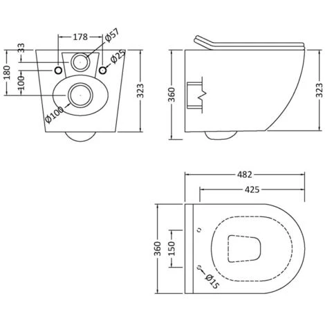 Nuie Freya Rimless Wall Hung Toilet Pan 480mm Projection - Slim Sandwich Soft Close Seat - Image 2