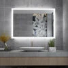 MIQU 600 X 500mm Bathroom Mirrors With LED Lights Illuminated Backlit Wall Mount Light Up Mirror 3 Color Dimmable Anti Fog Switch Heated Pad Demister Horizontal/Vertical
