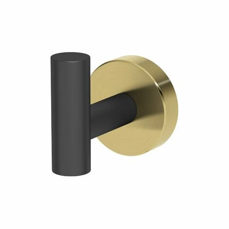 Black & Gold Architeckt Europa Robe Hook Towel Bathroom Accessories Matt Black - Image 3