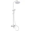 PrimeMatik - Chrome Telescopic Shower Column With Single-lever Mixer Tap, Overhead Shower Head, Hand Shower Head And Flexible Hose