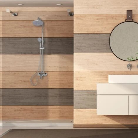 PrimeMatik - Chrome Telescopic Shower Column With Single-lever Mixer Tap, Overhead Shower Head, Hand Shower Head And Flexible Hose - Image 2