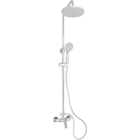 PrimeMatik - Chrome Telescopic Shower Column With Single-lever Mixer Tap, Overhead Shower Head, Hand Shower Head And Flexible Hose - Image 3