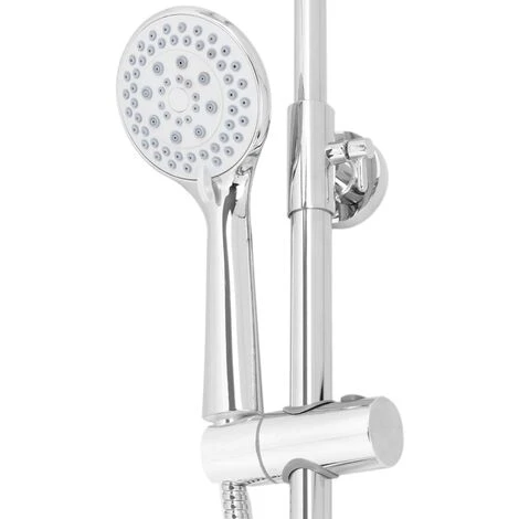 PrimeMatik - Chrome Telescopic Shower Column With Single-lever Mixer Tap, Overhead Shower Head, Hand Shower Head And Flexible Hose - Image 4