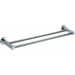 Wall Mounted Round Double Towel Bar Chrome