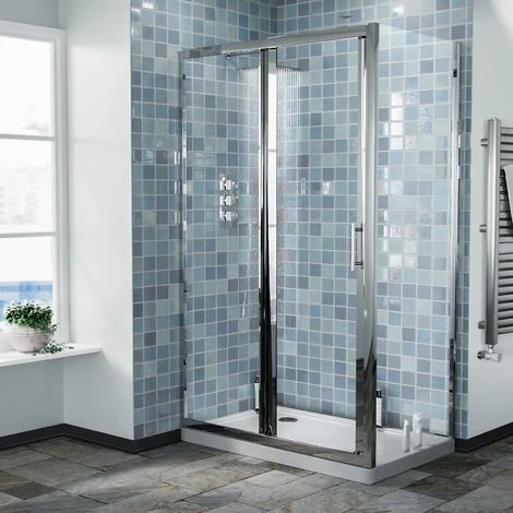 Shower 1100mm Sliding Door With 700 Mm Frameless Glass Side Panel Screen - Image 2