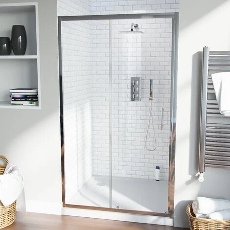 Shower 1100mm Sliding Door With 700 Mm Frameless Glass Side Panel Screen - Image 3