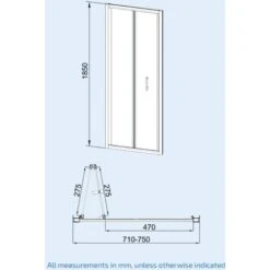 Bi-Fold Folding 760 Mm Glass Door With Frameless 760 Mm Side Panel