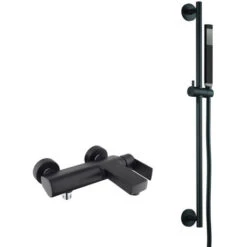 Swiss Aqua Technologies By Paffoni B-Way Set Mechanical Bath/shower Mixer + Shower Bar + 1 Jet Hand Shower + Flexible Hose, Matt Black (SATBSBW222-SET)