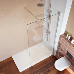 ELEGANT Frameless 760mm Walk In Shower Enclosure 6mm Tempered Glass Shower Door Screen Wet Room