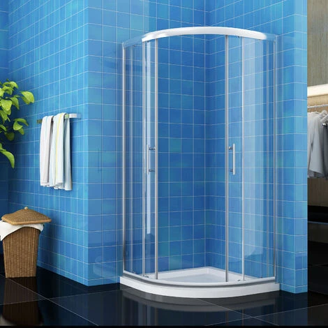 ELEGANT Aluminium Framed Sliding Shower Cubicle 6mm Easy Clean Quadrant Shower Door 900x900mm With Tray And Waste Trap